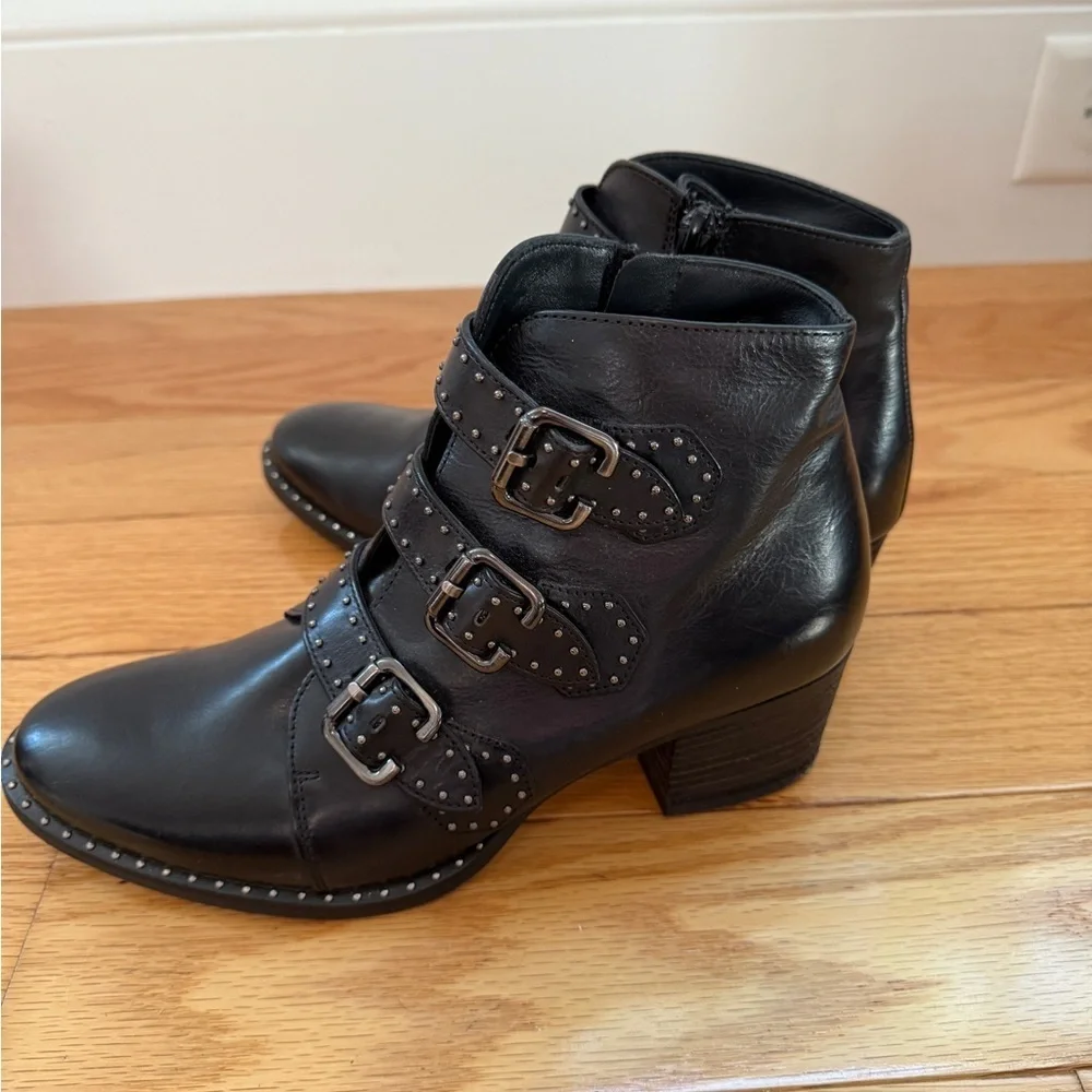 Like New Paul Green Soho Studded Buckle Booties Black